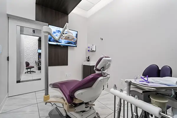 Exam room at Capitol Square Dental, back of chair