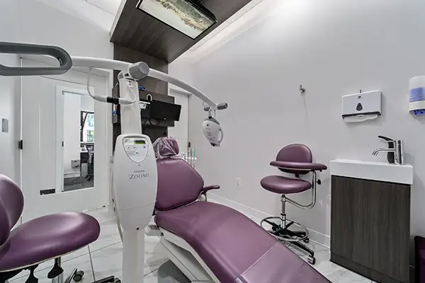 Exam room at Capitol Square Dental, front of chair